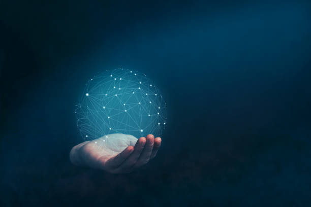 istock Human hand holding sphere social connection technologies. Mixed media. 1130046779