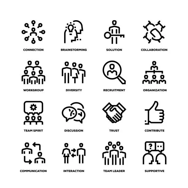 Vector illustration of Teamwork Line Icons