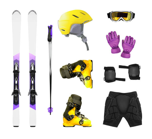 ski equipment and accessories - snow gear imagens e fotografias de stock