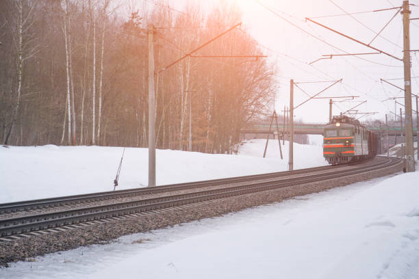 istock Freight train hauled by diesel locomotive 1130054763