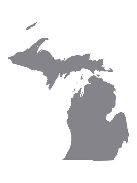 Silver Map of USA State of Michigan Vector Illustration of the Silver Map of USA State of Michigan michigan stock illustrations