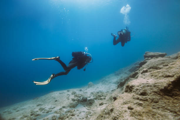 istock Scuba divers diving underwater 1130062274
