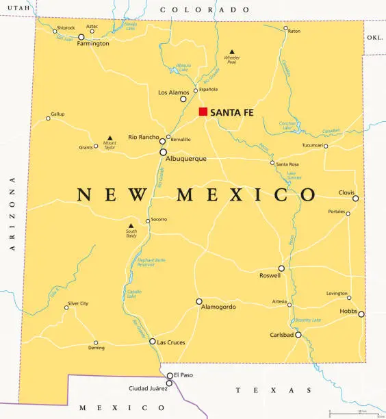 Vector illustration of New Mexico, United States, political map