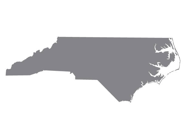 illustrazioni stock, clip art, cartoni animati e icone di tendenza di mappa d'argento dello stato della carolina del nord - north carolina