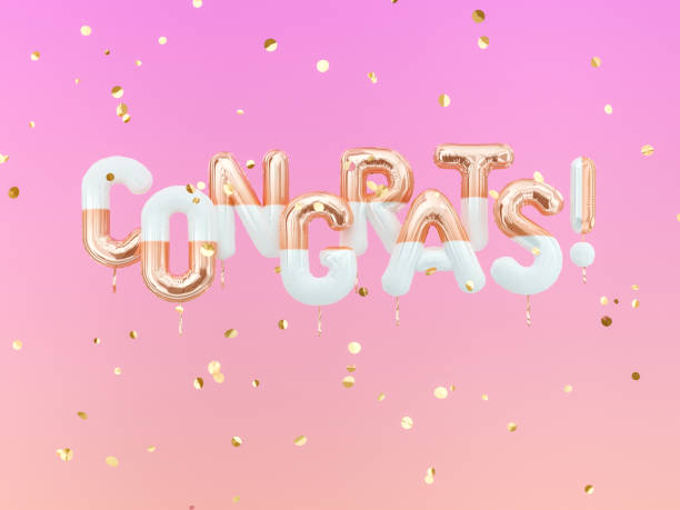istock Congrats text with golden confetti. Congratulations banner. 3d rendering 1130067056
