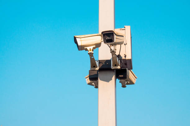 istock Close Circuit Television  cctv and blue sky 1130069325