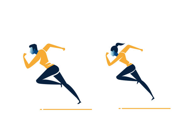 istock boy and girl sprint running symbol design. on white background illustration 1130069677
