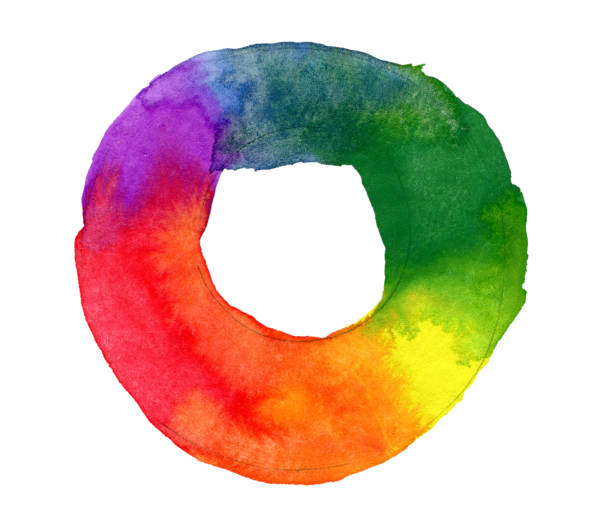 color wheel, watercolor on paper stock photo