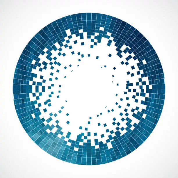 Vector illustration of Vector blue mosaic ring pattern