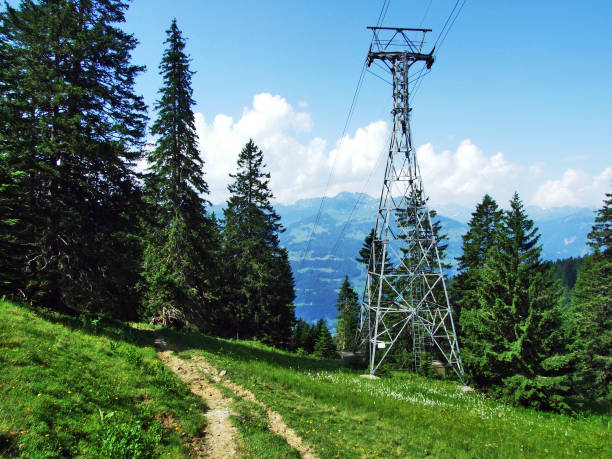 seilbahn ragnatsch-palfries или gondelbahn palfries (альп и канатная дорога palfries) - ski lift overhead cable car gondola mountain стоковые фото и изображения