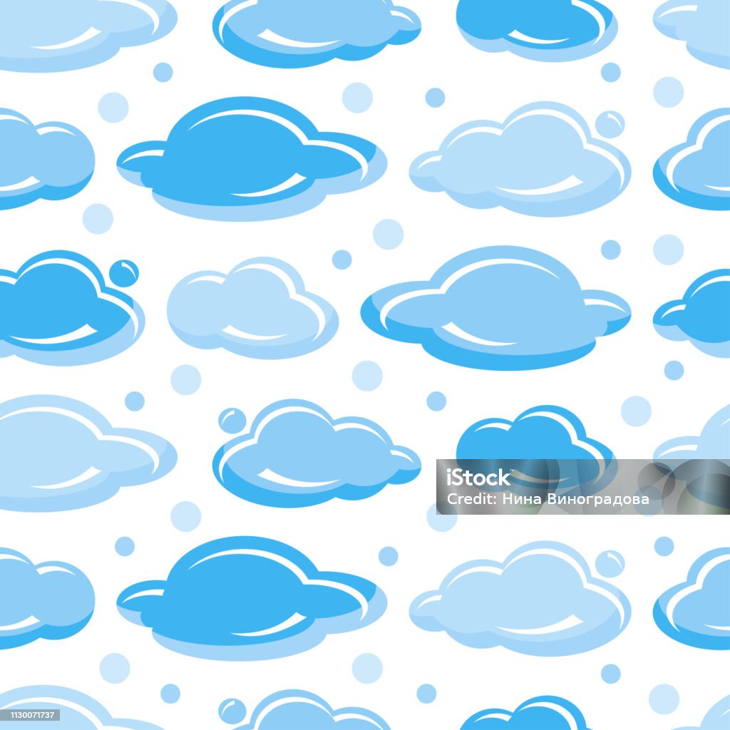 Clouds Pattern One Clouds On A White Background Seamless Vector Pattern Stock Illustration ...