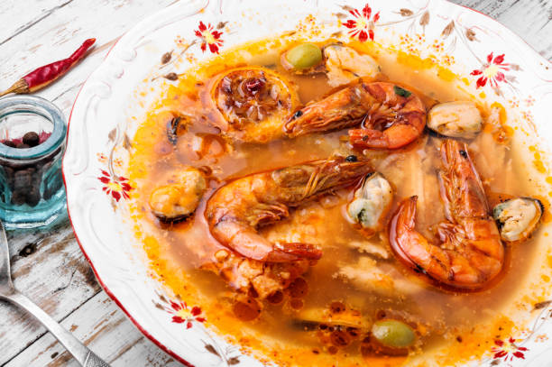 istock Fresh seafood soup 1130071768