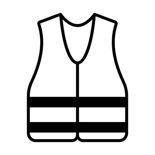 sicherheit-weste-symbol isoliert auf weißem hintergrund - leuchtbekleidung stock-grafiken, -clipart, -cartoons und -symbole