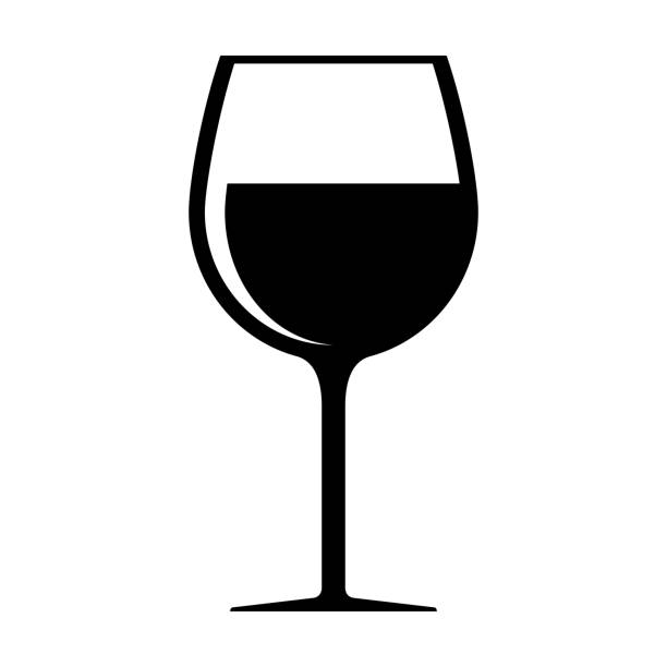 weinglas-symbol isoliert auf weißem hintergrund - wineglass stock-grafiken, -clipart, -cartoons und -symbole