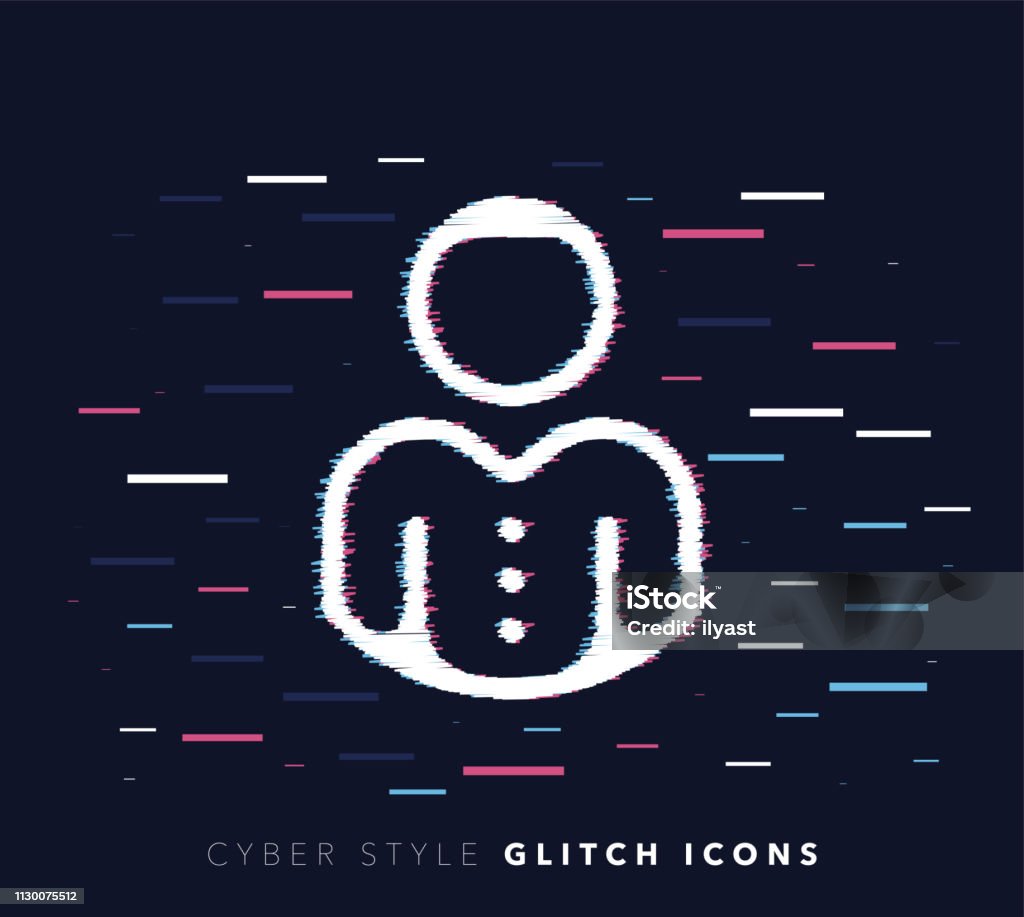 User Login Glitch Effect Vector Icon Illustration Glitch effect vector icon illustration of user login with abstract background. Accessibility stock vector