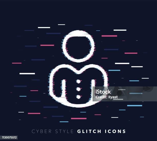 User Login Glitch Effect Vector Icon Illustration Stock Illustration - Download Image Now - Accessibility, Adult, Banner - Sign
