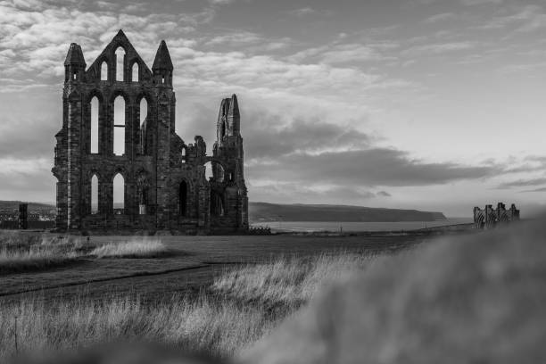 istock Whitby Abbey shot in black and white 1130076143