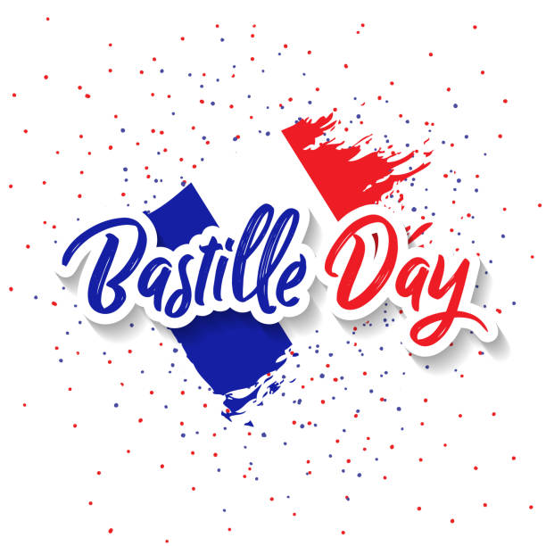 Bastille Day 14th of July, Vive la france with France flag and eiffel tower vector art illustration