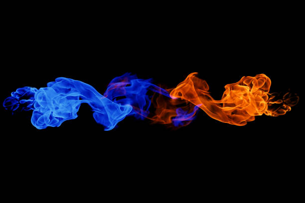 istock Yin-yang symbol, fire and ice background 1130084219