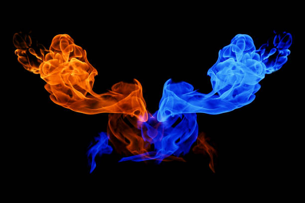 istock Yin-yang symbol, fire and ice background 1130085571