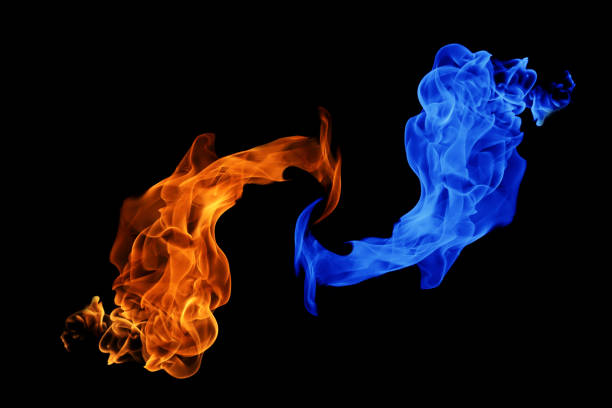 istock Yin-yang symbol, fire and ice background 1130086081