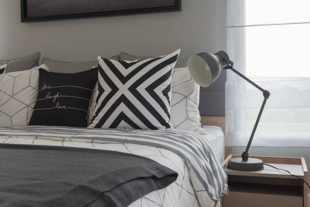 istock modern bedroom in black and white 1130089100