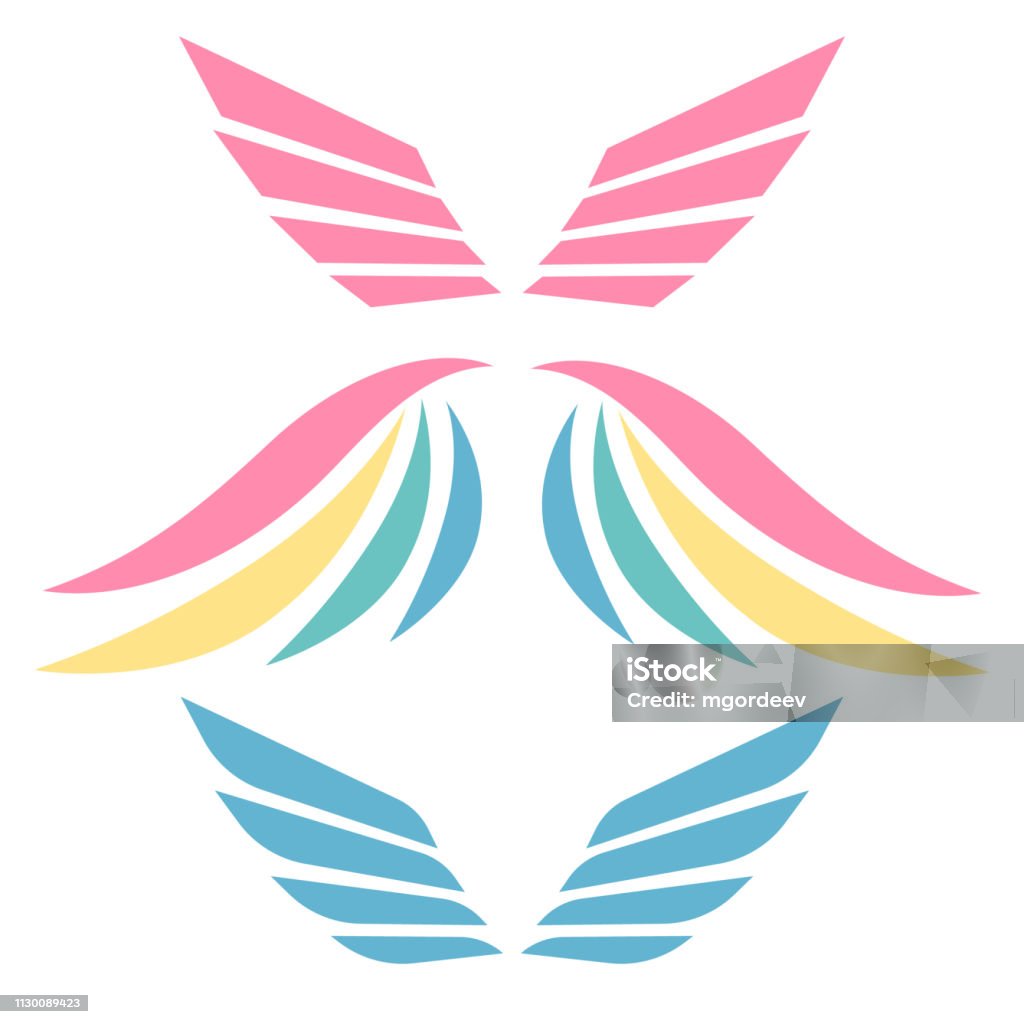 Winging Labels Wings Emblem Elements Angels And Birds Winged Labels Bird Wings Vector ...