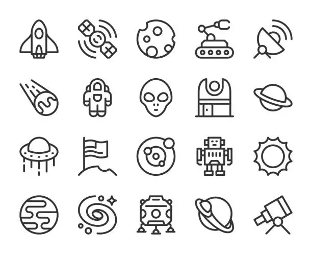 Vector illustration of Space - Line Icons