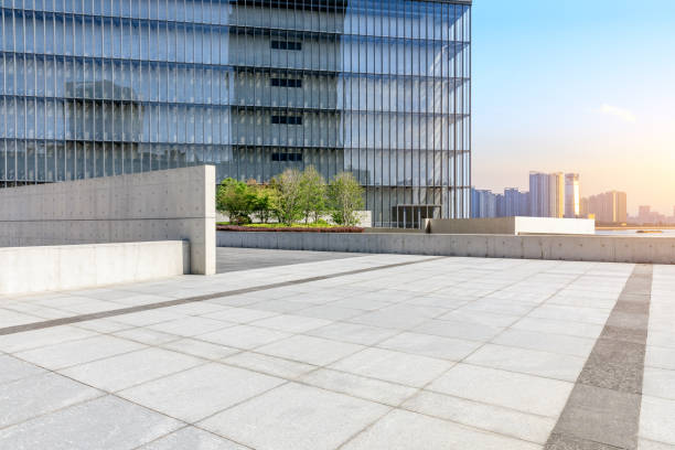 istock Empty floor and modern commercial building in Hangzhou 1130101759