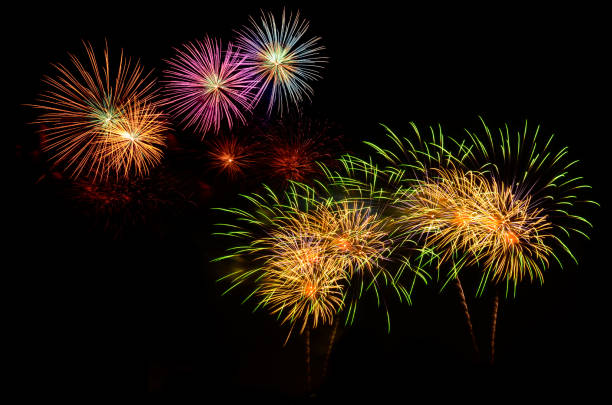 istock Colorful fireworks celebration and the night sky background. 1130101769
