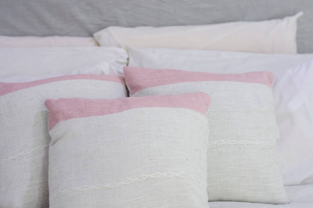 istock Decorative pillow natural Fabric on the bed 1130102937