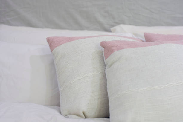 istock Decorative pillow natural Fabric on the bed 1130103026
