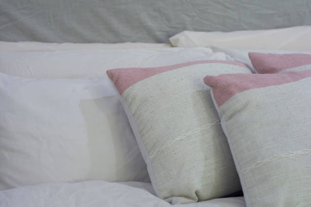 istock Decorative pillow natural Fabric on the bed 1130103217