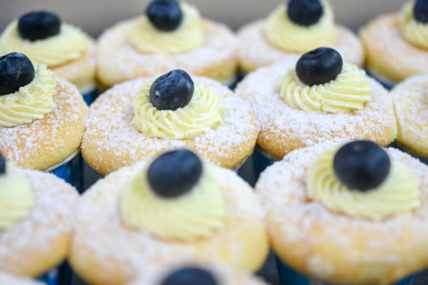 istock Vanilla cheese cupcake topping with blueberry 1130104303
