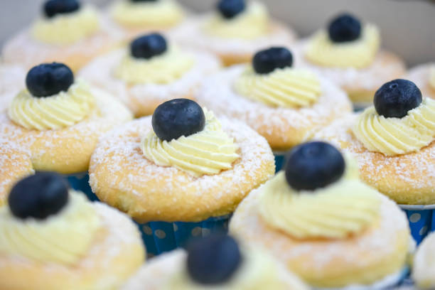 istock Vanilla cheese cupcake topping with blueberry 1130104318