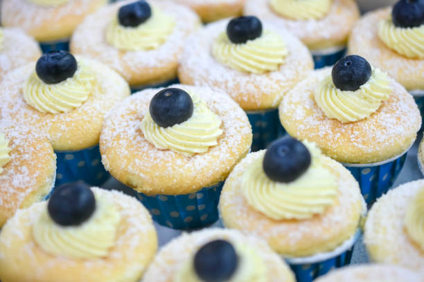istock Vanilla cheese cupcake topping with blueberry 1130104332