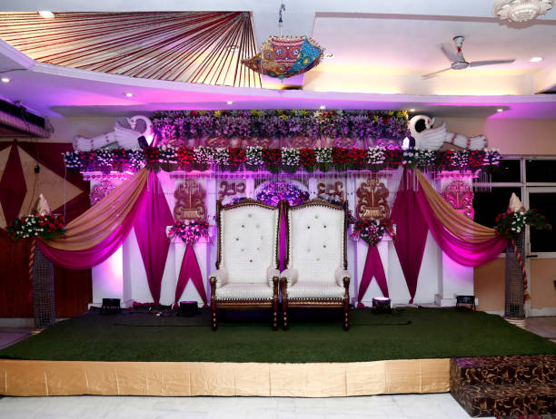 istock Wedding couple stage, Banquet hall 1130105040