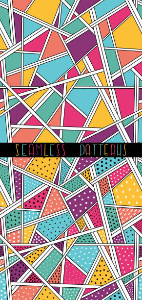 A bunch of everything A set of seamless patterns. EPS10 vector illustration, global colors, easy to modify. drawing of pink and black polka dot wallpaper stock illustrations