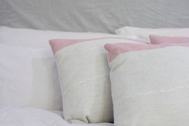 istock Decorative pillow natural Fabric on the bed 1130108782