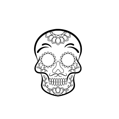 Ilustración de Dibujo De Calavera De Azúcar Mexicana Día De Los Muertos Día  De Los Muertos Elemento De Diseño De Logotipo Etiqueta Emblema Signo Cartel  Camiseta Ilustración De Vector Vectores y más