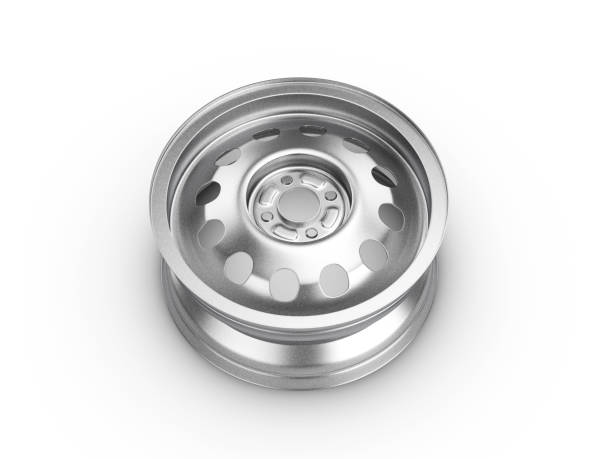 Steel wheel rim on a white background. 3d illustration.