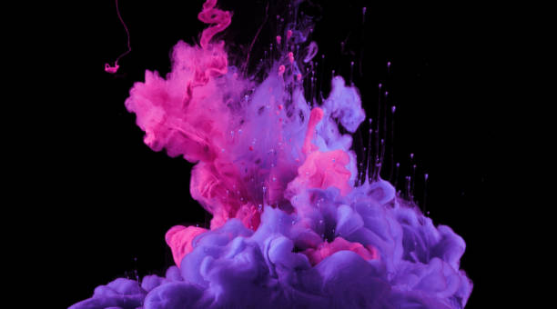 アクリルは水を色します。インクのしみ。抽象的な背景。 - purple watercolor painting watercolour paints abstract ストックフォトと画像