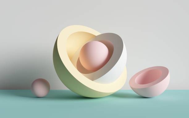 istock 3d render, abstract background, ball, primitive geometric shapes, pastel color palette, simple mockup, minimal design elements 1130114714