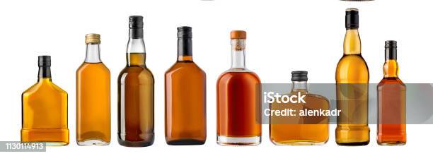 Whiskey Bottle Isolated Stock Photo - Download Image Now - Bottle, Alcohol - Drink, Whiskey