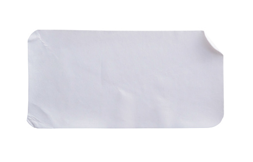 Etiqueta engomada aislada sobre fondo blanco con trazado de recorte photo