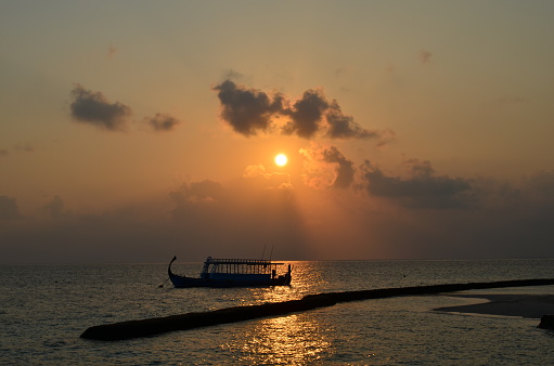 Sunset, Sea, Boat