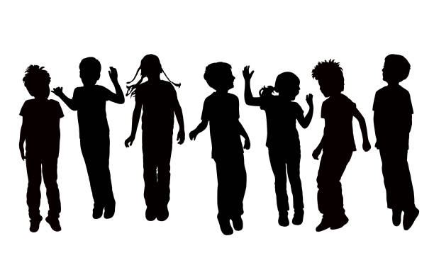 jumping bodies silhouette vector jumping bodies silhouette vector child silhouettes stock illustrations