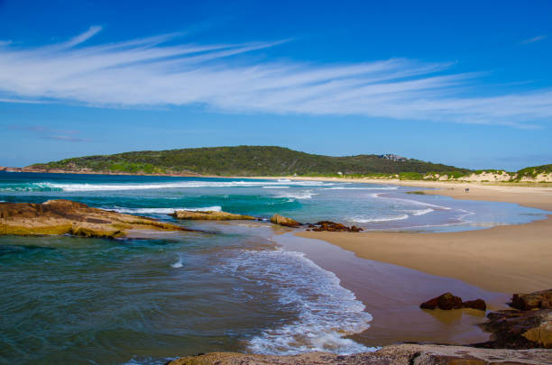 one mile beach - port stephens new south wales australia coastline photos et images de collection