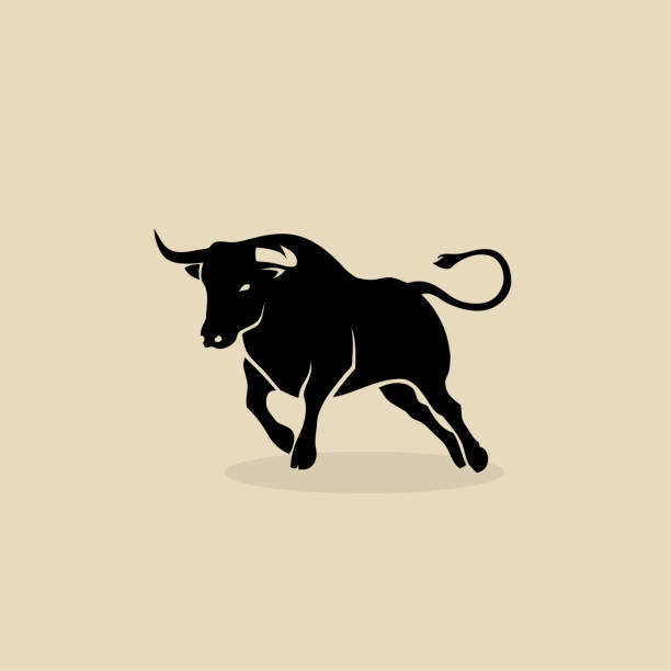 ikona byka, krowy - ilustracja wektorowa izolowana - byk zwierzę płci męskiej stock illustrations