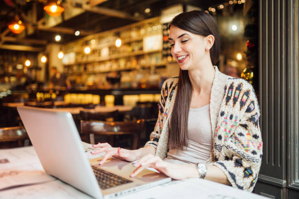 Woman working on a lap top
